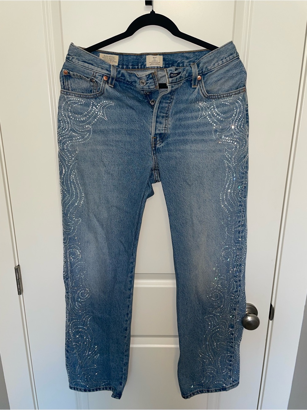 Levi's 501/ 90’s High-Rise Jeans with Rhinestone Swirls
